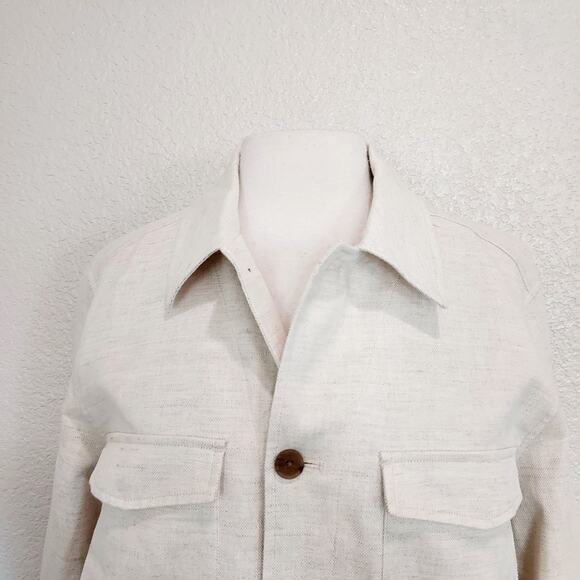 NEW Banana Republic Cream Linen Blazer Jacket Size M - Picture 3 of 15